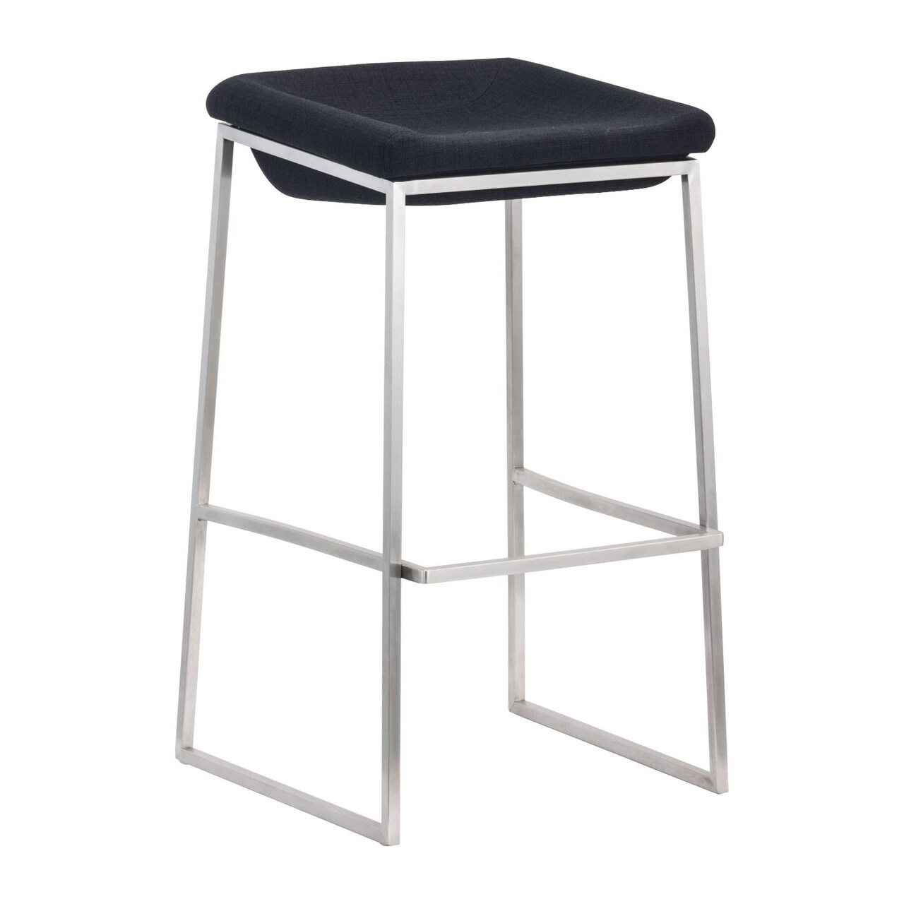 Modern Home Set of 2 Gray and Silver Upholstered Bar Stools 30"